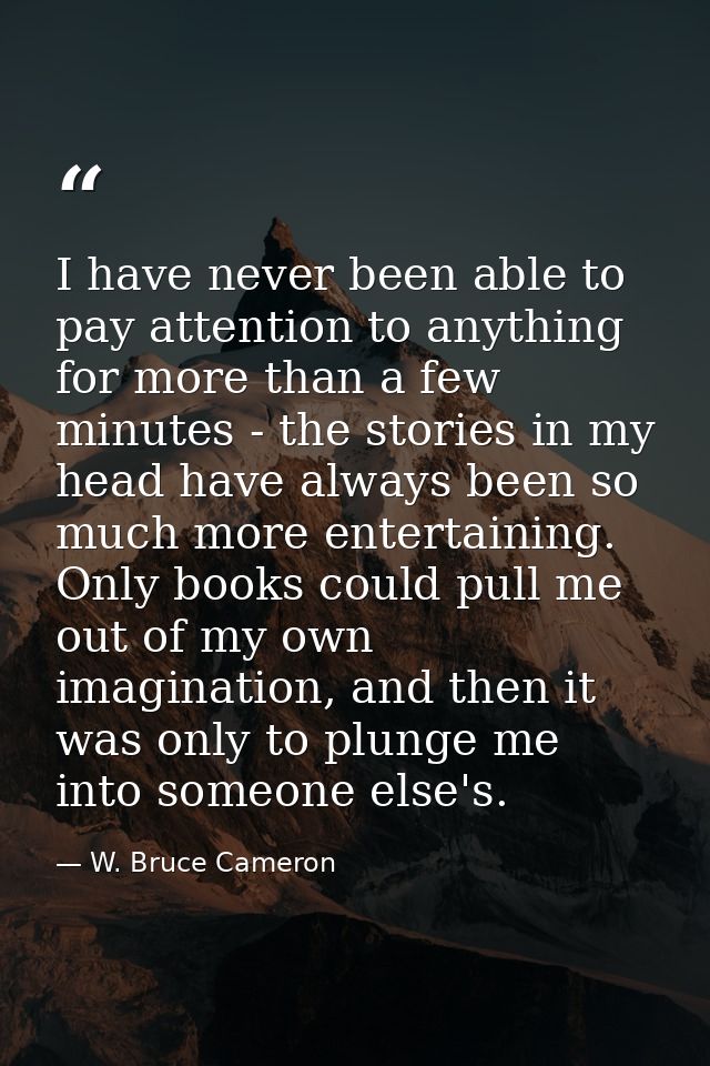 I have never been able to pay attention to anything for more than a few minutes - the stories in my head have always bee — W. Bruce Cameron