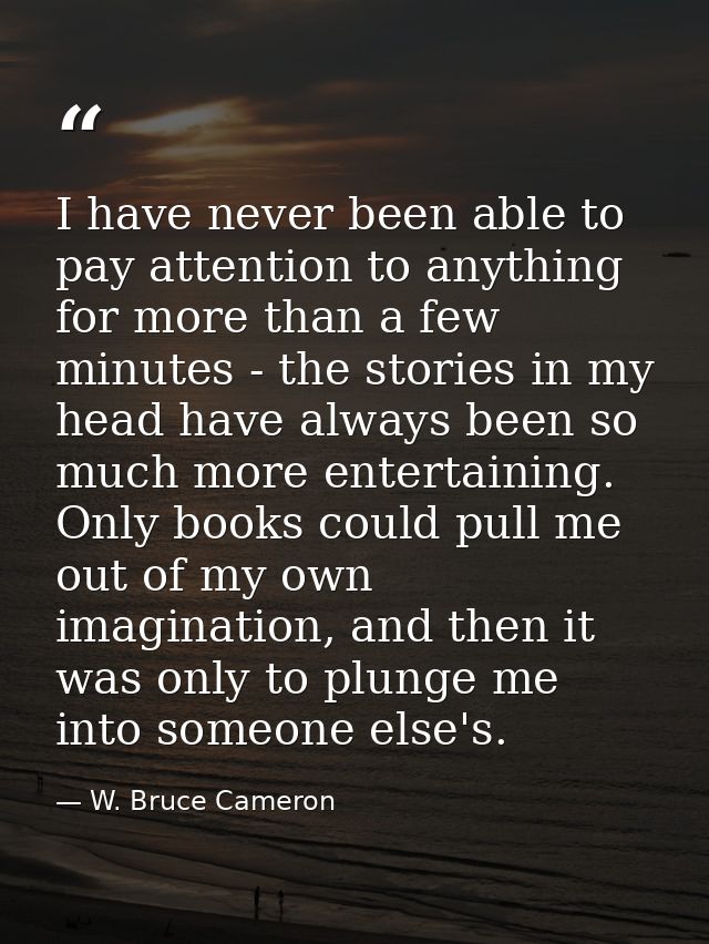I have never been able to pay attention to anything for more than a few minutes - the stories in my head have always bee — W. Bruce Cameron