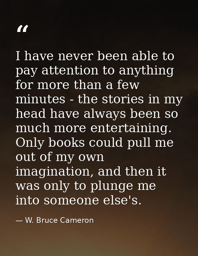 I have never been able to pay attention to anything for more than a few minutes - the stories in my head have always bee — W. Bruce Cameron