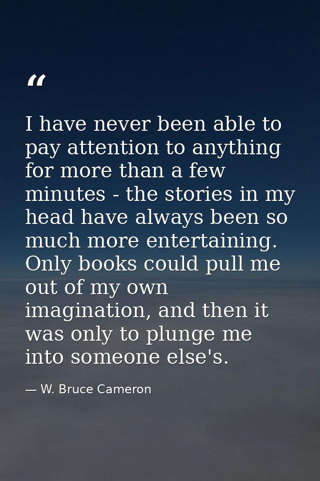 I have never been able to pay attention to anything for more than a few minutes - the stories in my head have always bee — W. Bruce Cameron