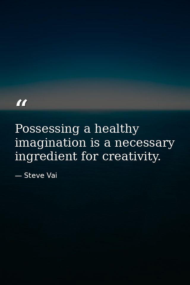 Possessing a healthy imagination is a necessary ingredient for creativity. — Steve Vai