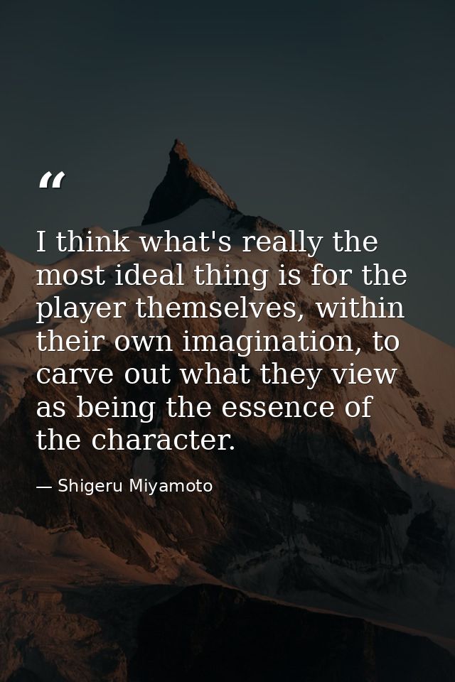 I think what's really the most ideal thing is for the player themselves, within their own imagination, to carve out what — Shigeru Miyamoto