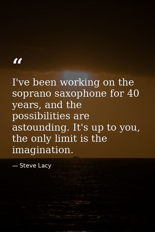 I've been working on the soprano saxophone for 40 years, and the possibilities are astounding. It's up to you, the only  — Steve Lacy