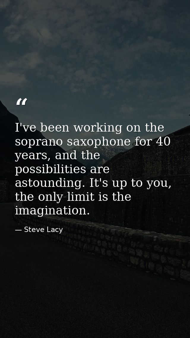 I've been working on the soprano saxophone for 40 years, and the possibilities are astounding. It's up to you, the only  — Steve Lacy