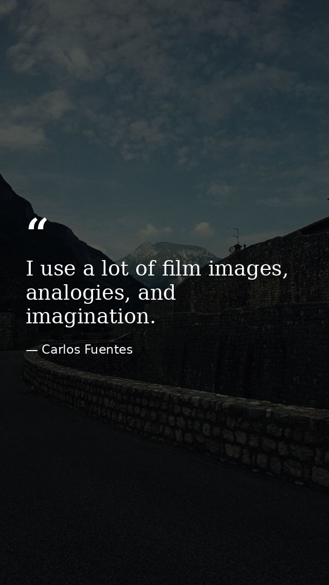 I use a lot of film images, analogies, and imagination. — Carlos Fuentes