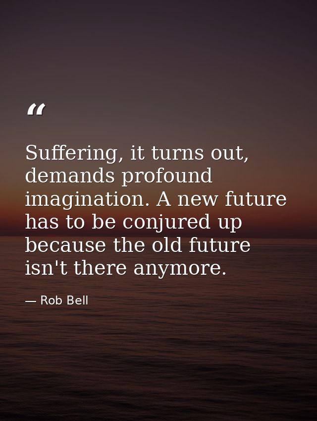 Suffering, it turns out, demands profound imagination. A new future has to be conjured up because the old future isn't t — Rob Bell