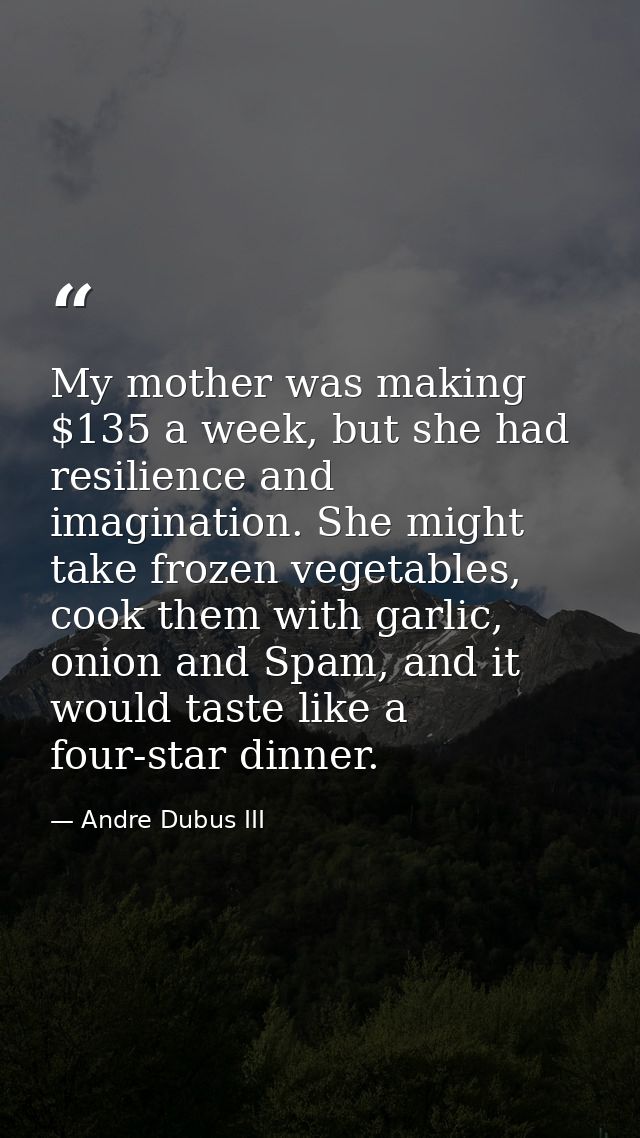 My mother was making $135 a week, but she had resilience and imagination. She might take frozen vegetables, cook them wi — Andre Dubus III
