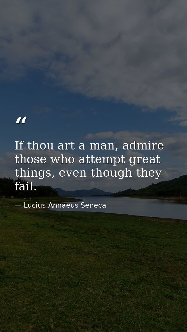 If thou art a man, admire those who attempt great things, even though they fail. — Lucius Annaeus Seneca