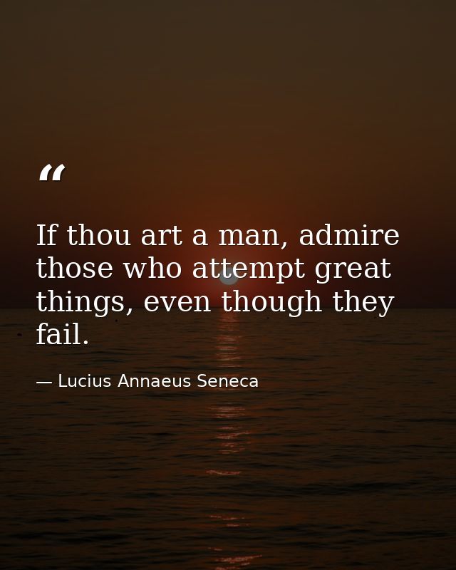 If thou art a man, admire those who attempt great things, even though they fail. — Lucius Annaeus Seneca