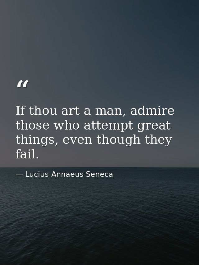 If thou art a man, admire those who attempt great things, even though they fail. — Lucius Annaeus Seneca
