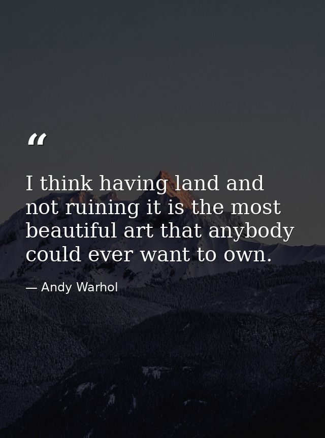 I think having land and not ruining it is the most beautiful art that anybody could ever want to own. — Andy Warhol