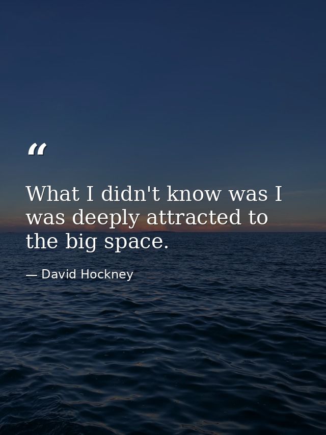 What I didn't know was I was deeply attracted to the big space. — David Hockney