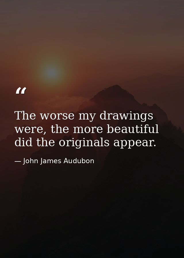 The worse my drawings were, the more beautiful did the originals appear. — John James Audubon