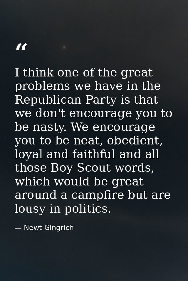 I think one of the great problems we have in the Republican Party is that we don't encourage you to be nasty. We encoura — Newt Gingrich