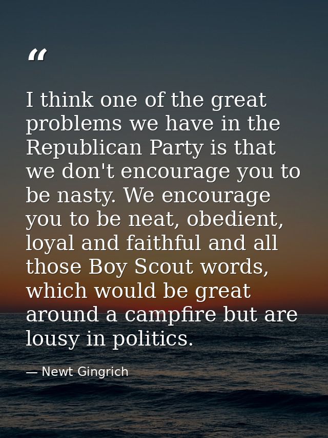 I think one of the great problems we have in the Republican Party is that we don't encourage you to be nasty. We encoura — Newt Gingrich