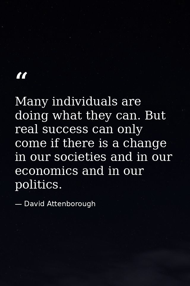Many individuals are doing what they can. But real success can only come if there is a change in our societies and in ou — David Attenborough