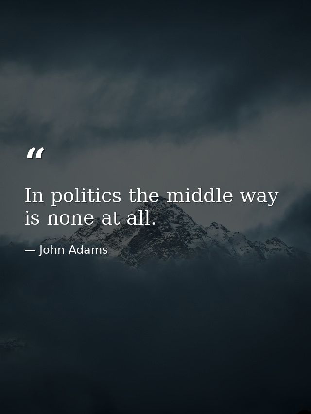 In politics the middle way is none at all. — John Adams