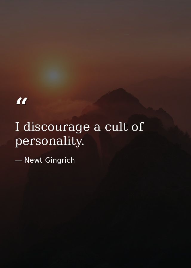 I discourage a cult of personality. — Newt Gingrich