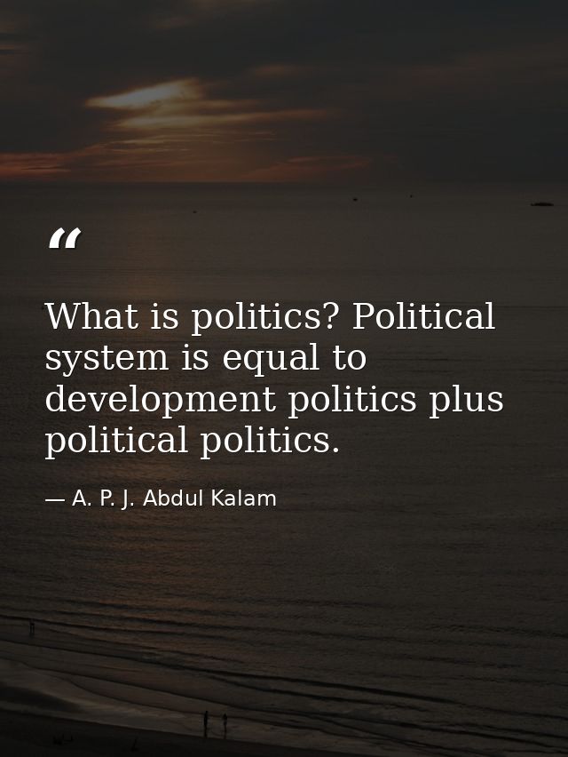 What is politics? Political system is equal to development politics plus political politics. — A. P. J. Abdul Kalam