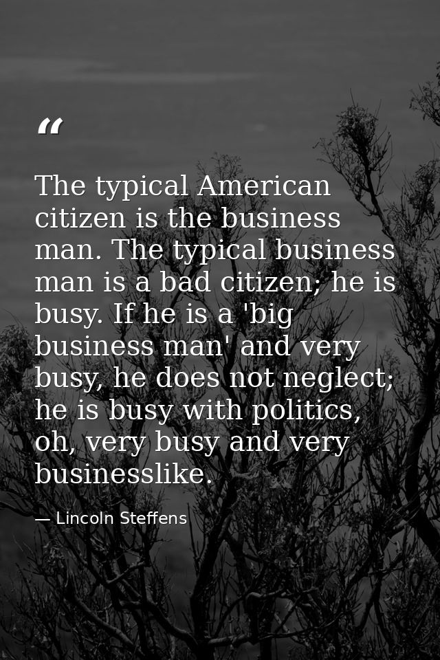 The typical American citizen is the business man. The typical business man is a bad citizen; he is busy. If he is a 'big — Lincoln Steffens