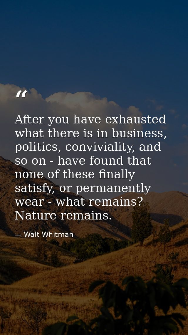 After you have exhausted what there is in business, politics, conviviality, and so on - have found that none of these fi — Walt Whitman