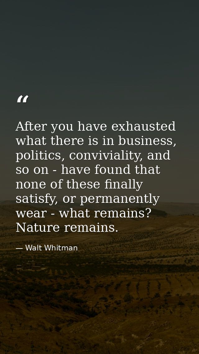 After you have exhausted what there is in business, politics, conviviality, and so on - have found that none of these fi — Walt Whitman