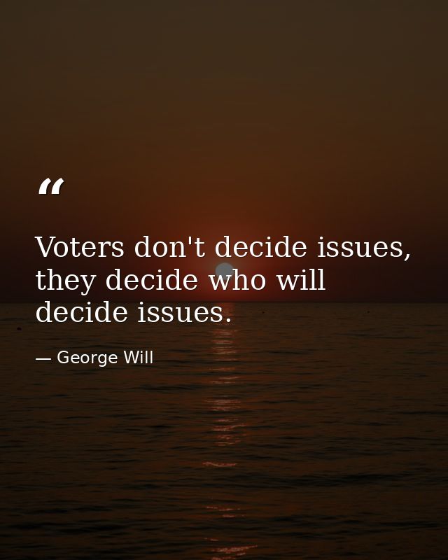 Voters don't decide issues, they decide who will decide issues. — George Will