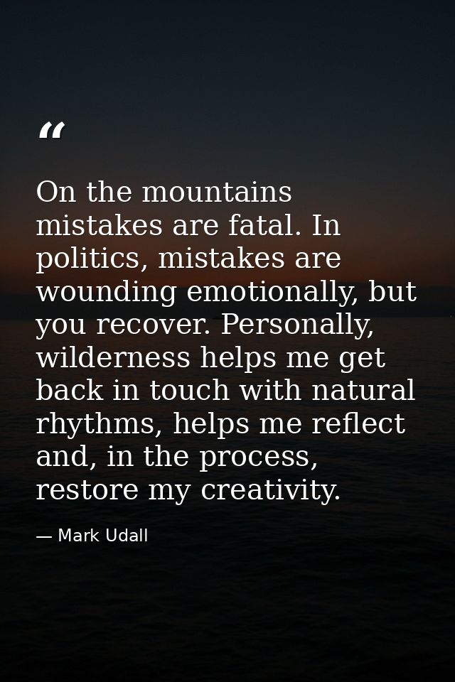 On the mountains mistakes are fatal. In politics, mistakes are wounding emotionally, but you recover. Personally, wilder — Mark Udall