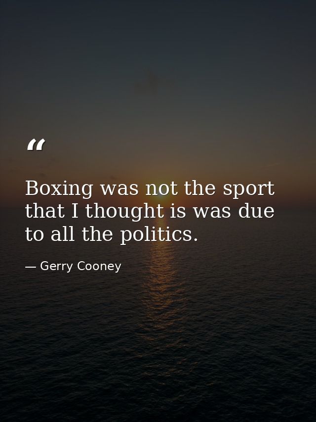 Boxing was not the sport that I thought is was due to all the politics. — Gerry Cooney