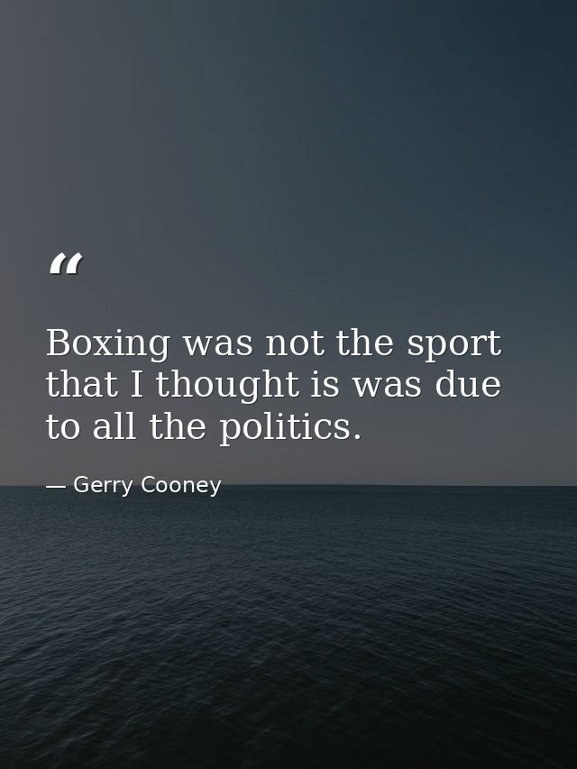 Boxing was not the sport that I thought is was due to all the politics. — Gerry Cooney