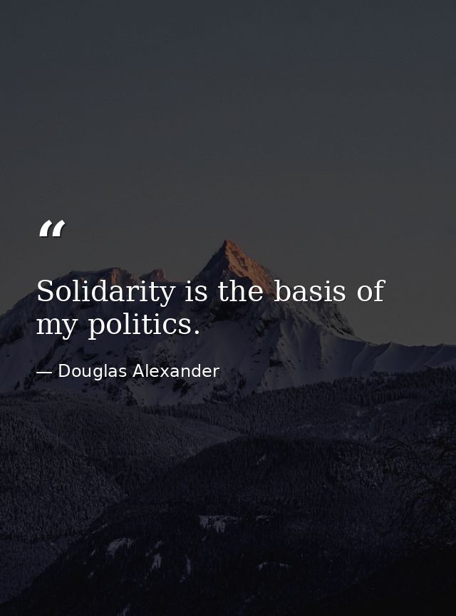 Solidarity is the basis of my politics. — Douglas Alexander