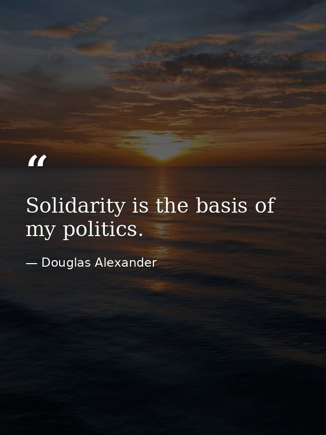Solidarity is the basis of my politics. — Douglas Alexander