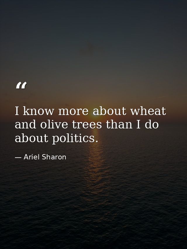 I know more about wheat and olive trees than I do about politics. — Ariel Sharon