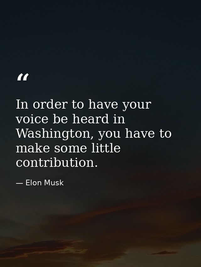 In order to have your voice be heard in Washington, you have to make some little contribution. — Elon Musk
