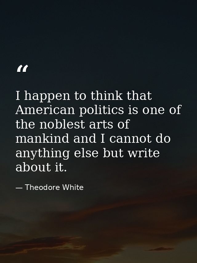 I happen to think that American politics is one of the noblest arts of mankind and I cannot do anything else but write a — Theodore White
