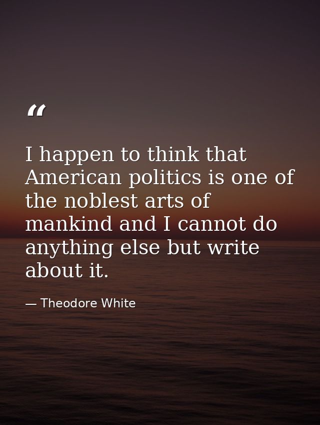 I happen to think that American politics is one of the noblest arts of mankind and I cannot do anything else but write a — Theodore White