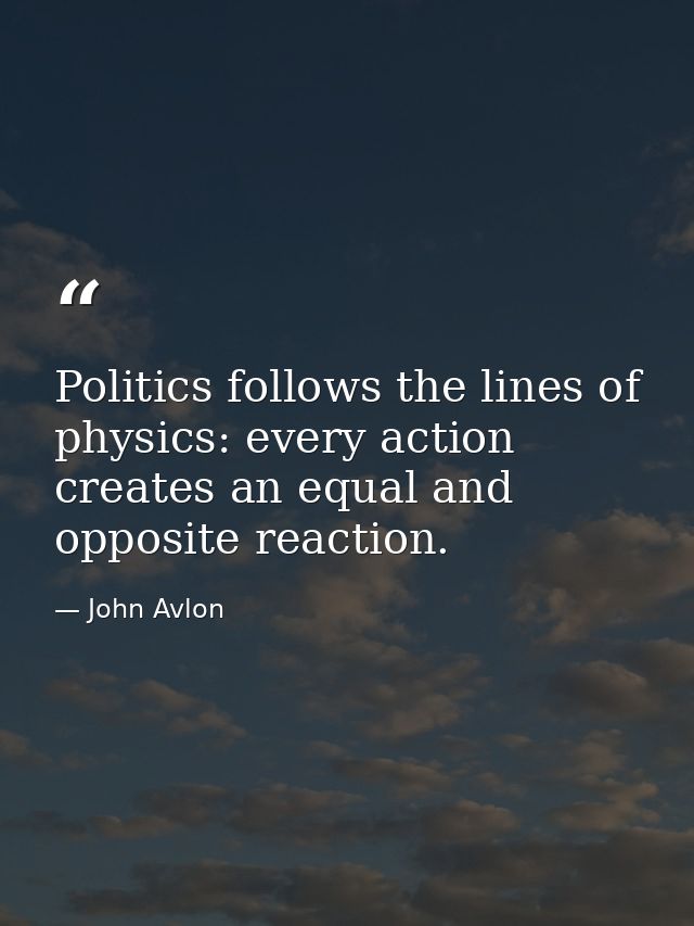 Politics follows the lines of physics: every action creates an equal and opposite reaction. — John Avlon