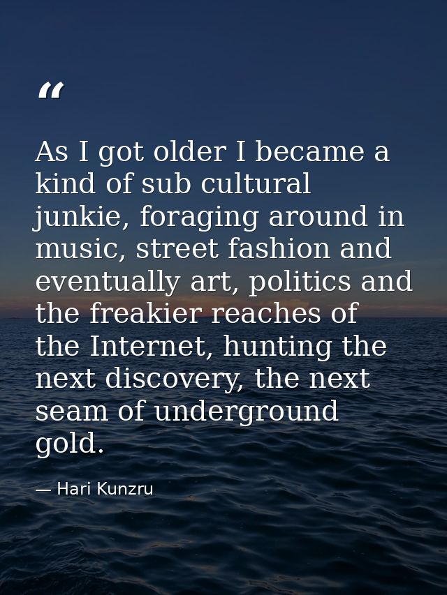 As I got older I became a kind of sub cultural junkie, foraging around in music, street fashion and eventually art, poli — Hari Kunzru
