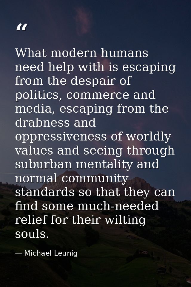 What modern humans need help with is escaping from the despair of politics, commerce and media, escaping from the drabne — Michael Leunig