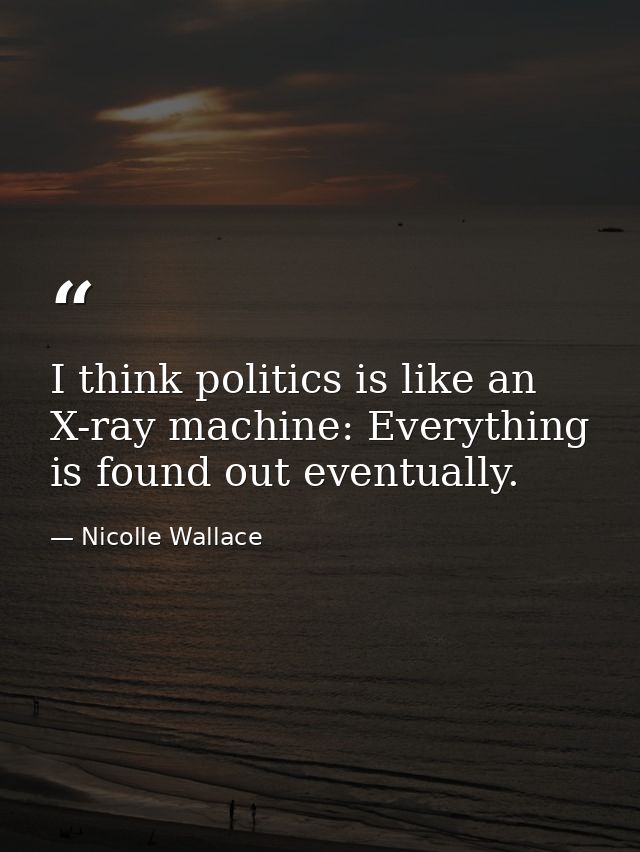 I think politics is like an X-ray machine: Everything is found out eventually. — Nicolle Wallace