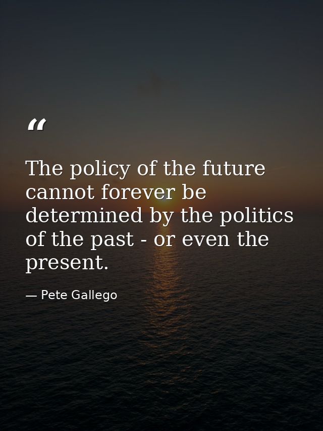 The policy of the future cannot forever be determined by the politics of the past - or even the present. — Pete Gallego