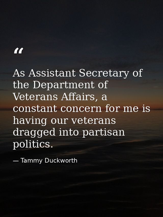As Assistant Secretary of the Department of Veterans Affairs, a constant concern for me is having our veterans dragged i — Tammy Duckworth