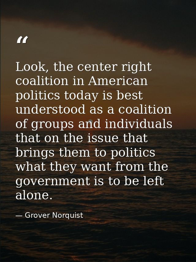 Look, the center right coalition in American politics today is best understood as a coalition of groups and individuals  — Grover Norquist