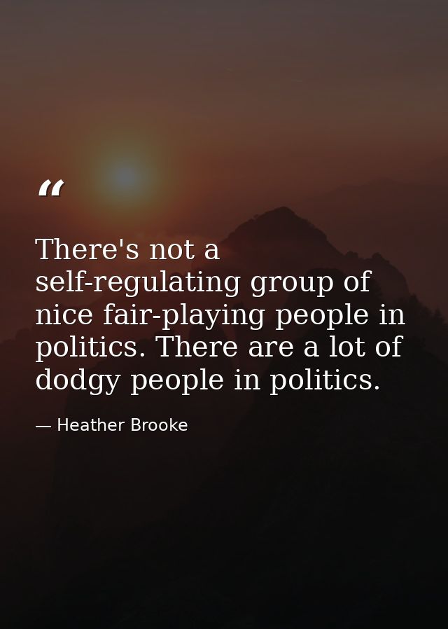 There's not a self-regulating group of nice fair-playing people in politics. There are a lot of dodgy people in politics — Heather Brooke