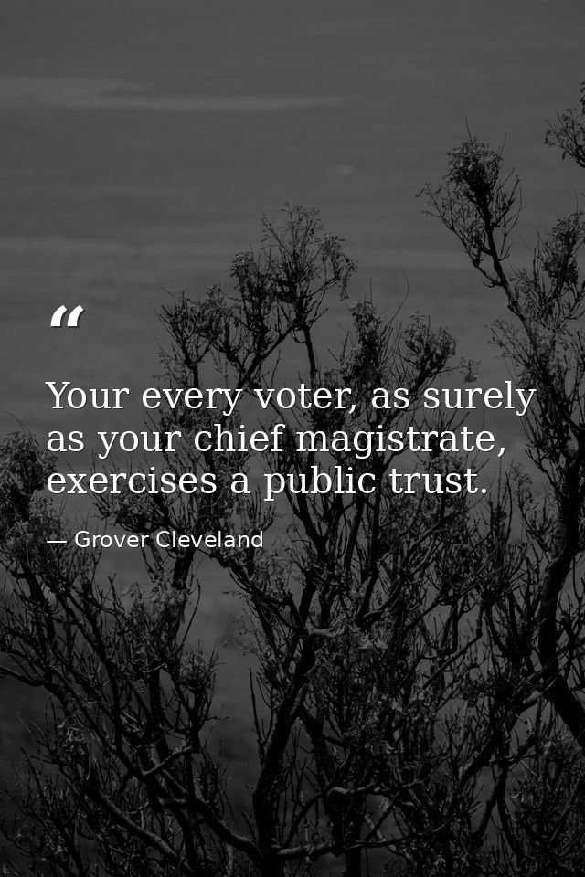 Your every voter, as surely as your chief magistrate, exercises a public trust. — Grover Cleveland