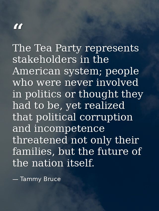 The Tea Party represents stakeholders in the American system; people who were never involved in politics or thought they — Tammy Bruce