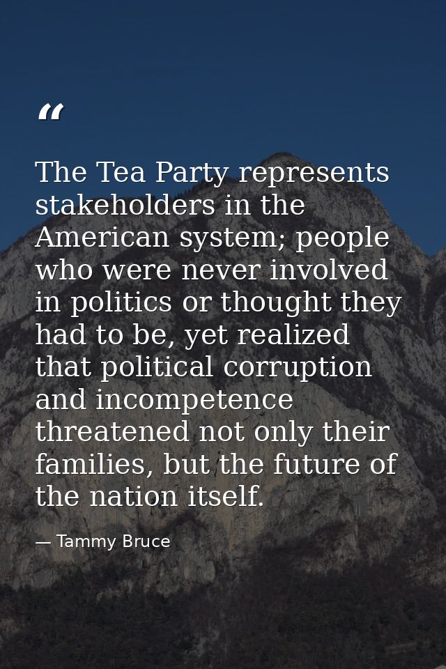 The Tea Party represents stakeholders in the American system; people who were never involved in politics or thought they — Tammy Bruce