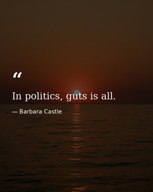 In politics, guts is all. — Barbara Castle