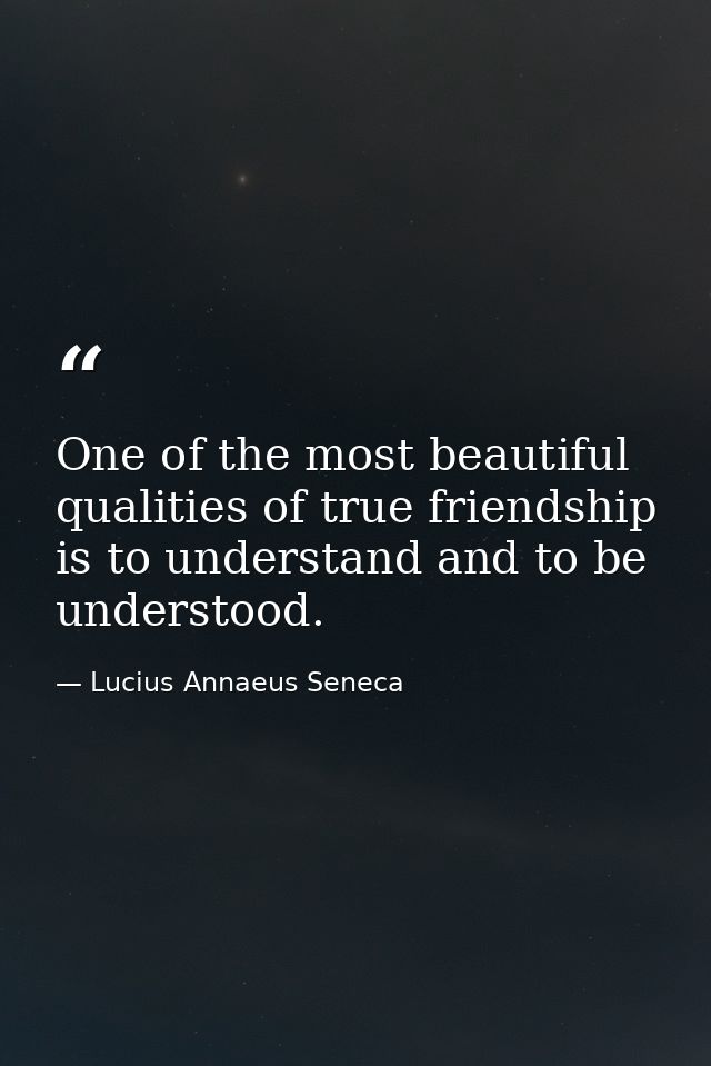 One of the most beautiful qualities of true friendship is to understand and to be understood. — Lucius Annaeus Seneca