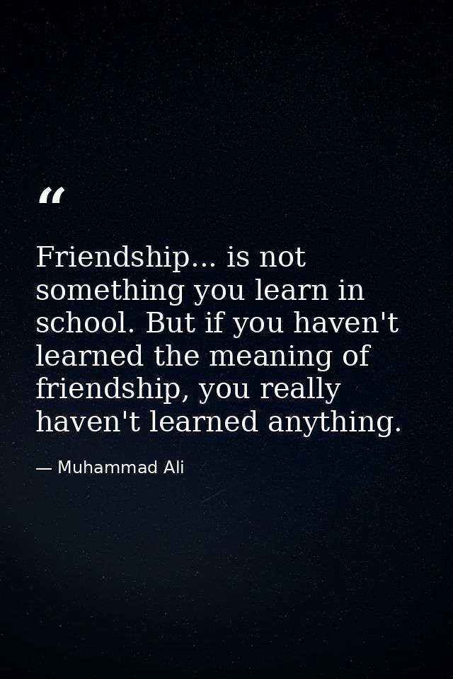 Friendship... is not something you learn in school. But if you haven't learned the meaning of friendship, you really hav — Muhammad Ali